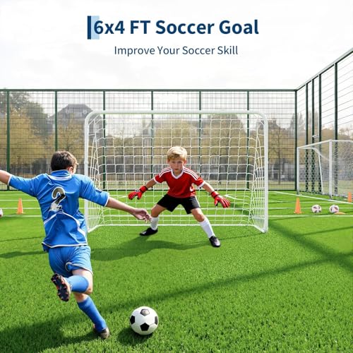 Portable Soccer Goal, Foldable Pop-Up Backyard Soccer Net with Frame and Carry Bag, Football Training Equipment Practice Training Goals for Kids & Adults, Easy Setup - size: 6x4FT(White)