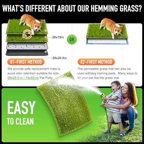 Hompet Artificial Dog Grass Pad for Dogs, 28"x19", Easy to Clean with Drainage Holes - size: 28 x 19"