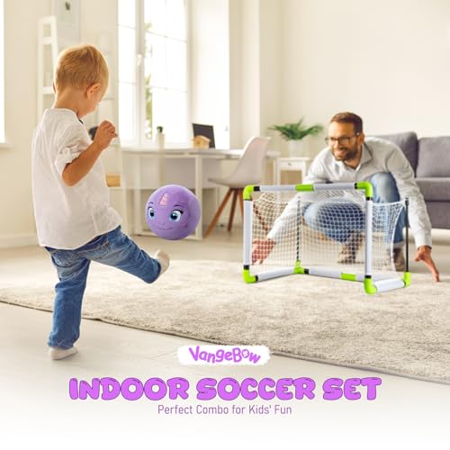 VangeBow Toddler Toy Soccer Goals for Backyard Indoor with Soft Plush Unicorn Ball, Mini Soccer Nets and Ball Set for Kids(Pump Include) - style: Unicorn Ball & Goal
