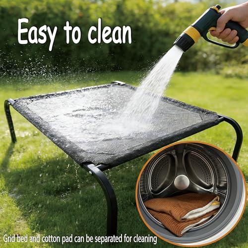 XCL Elevated Dog Bed for Large Dogs, Cooling Raised Dog Bed, Outdoor and Indoor Breathable Mesh Non-Slip Frame Pet Beds, Easy Clean, Installation, Equipped with Pet Cushion, 40In (Black, Large) - size: Large