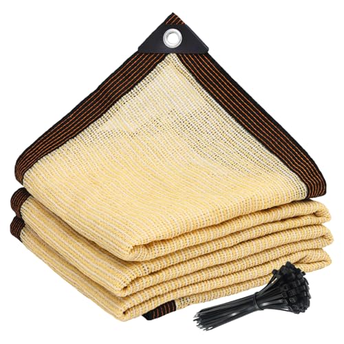 90% Sun Shade Cloth for Garden, 3.3 * 6.5FT Heavy Duty Shade Tarp with Grommets & Reinforced Edges - UV Resistant Sunblock Net for Patio, Backyard, Greenhouse, Kennel, Pergola, Yellow - color: beige, size: 3.3*6.5ft