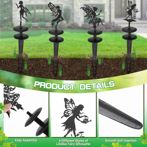Zonon 4 Packs Metal Garden Hose Guide Stakes 13.8 Inch Heavy Duty Cast Iron Hose Holder Spike with Decorative Flower Fairy Rust Resistant Guides for Garden Lawn Yard Farm Outside Plant Protection - style: Classic