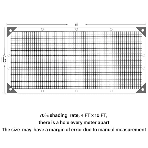 winemana 70% Shade Cloth for Garden- 4x10 FT Breathable Mesh Tarp for Vegetables & Plants, Outdoor Patio Sun Shade with Grommets - Chicken Coop, Dog Kennel Cover - size: 4 FT x 10 FT, style: 70%