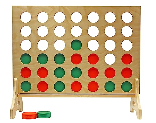 Tailgating Pros Premium Giant Four in a Row with Carrying Case - Jumbo Oversized Outdoor Yard Game - Connect Multiple Pucks in a Row to Win - Many Puck Colors Available! - color: Kelly / Orange