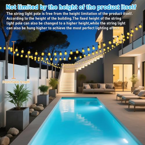 NUERPO 10 Pack String Light Poles,2.8Ft Metal Poles for Outdoor String Lights,Outdoor Light Poles with Post,Poles/Stand for Outside,Patio,Deck,Backyard,Garden Wedding,Party - size: 10 Pack 2.8FT String Light Pole