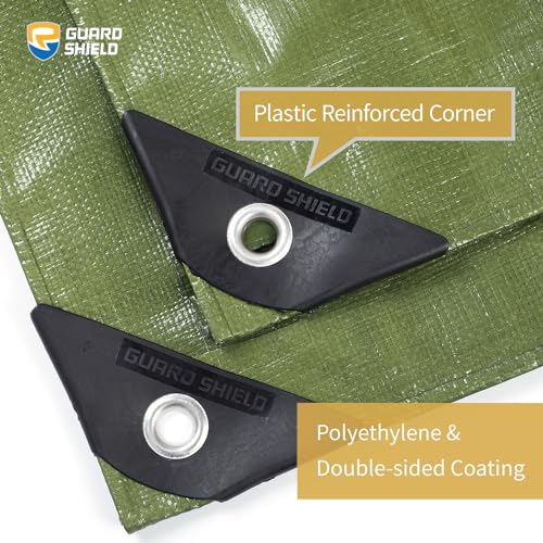 GUARD SHIELD Heavy Duty Tarp 30x30 Feet Green Multi Purpose Thick Waterproof Poly Tarp Cover 10mil - color: Green, size: 30x30