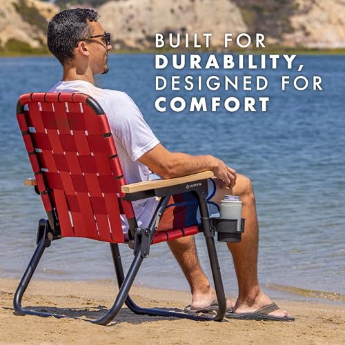 GoSports WOVN Beach Backpack Chair - 9 Styles Available - Premium Folding Camping Chair - color: Burnt Red