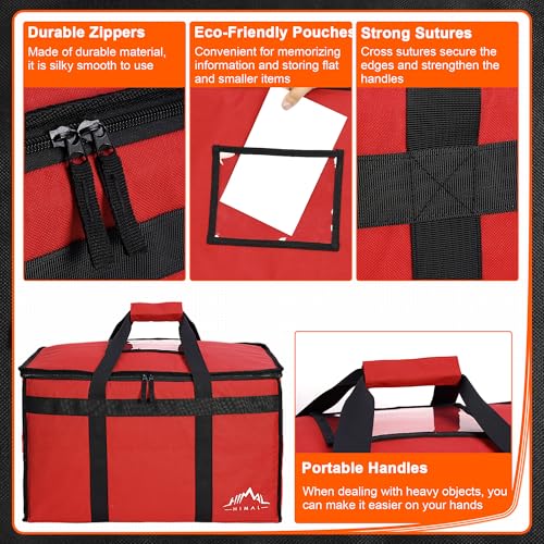 Himal Outdoors Insulated Food Delivery Bag XXXL-23Wx15Hx14D inches Premium Insulated Grocery Bag for HOT/COLD Food Delivery, Fit for Uber Eats, Doordash, Commercial Catering Transportation (Red) - color: Red