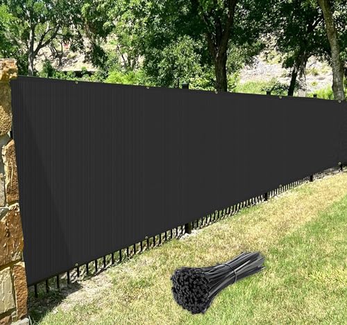 WINDSCREEN4LESS 6' x 3' Privacy Fence Screen in Black W/ Brass Grommet 85% Blockage Windscreen Outdoor Mesh Fencing Cover Netting 150GSM Fabric - Custom Size - color: Black, size: 6' x 3'