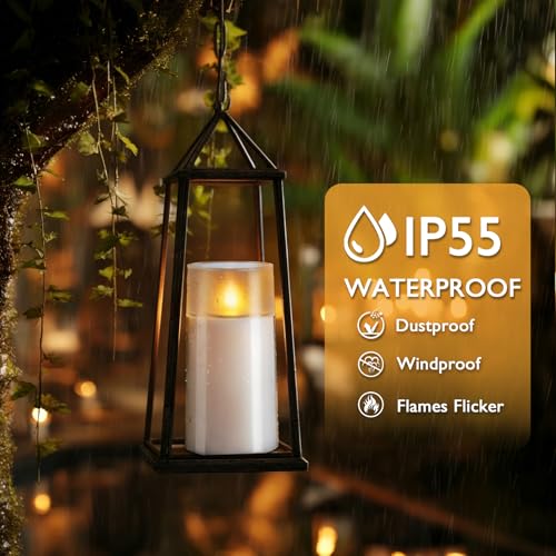 Homemory Solar Candles Outdoor Waterproof, Flickering Flameless LED Candles with Dusk to Dawn Sensor, 3"x6" Solar Powered Candles for Outdoor Lanterns Patio Garden Yard Christmas Decorations, 2 Pack - size: D3"xH6", 2 Pcs, Acrylic