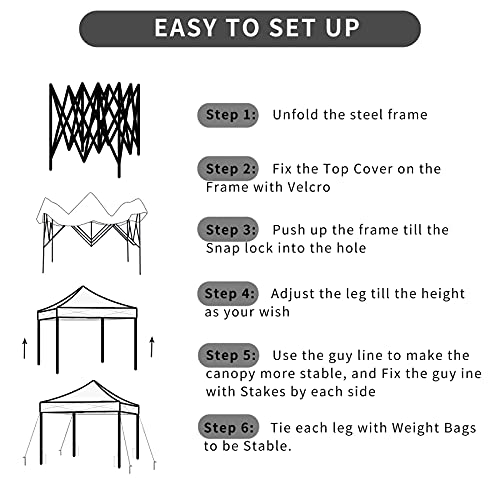10x10ft Pop Up Canopy Tent 1-Person Setup Outdoor Instant Sun Shelter Straight Legs with Wheeled Carry Bag, Guylines, Stakes - Red - color: Red