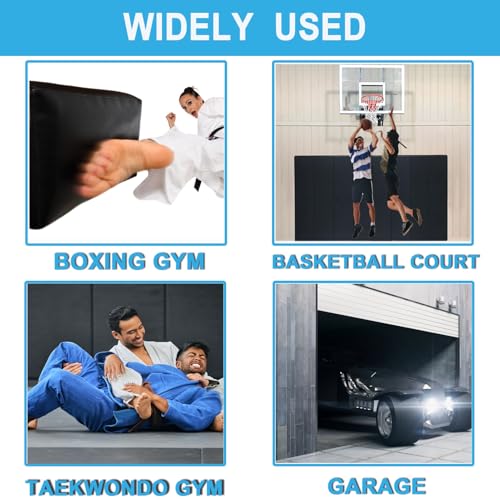 Basketball Wall Panels, 2" Thick Wall Pads for Gym, Gym Wall Padding with Waterproof Leather, Anti Collision Padded Foam Mat Protection for Kids Basketball Hoops - color: Black, size: 72"x24"x2"