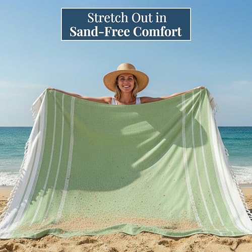 LANE LINEN Beach Blanket Sandproof – Lightweight Oversized Picnic Mat with Quick-Dry Comfort & Diamond Weave Design 82"x82", Beach Accessories Must-Haves, Park Outings, Coastal Getaways – JadeLime - color: 12: Jade Lime, size: Beach Blanket (80" x 80")