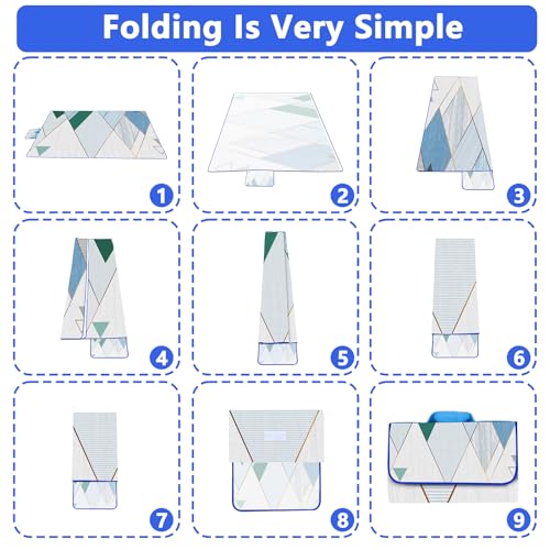 DanCoom Picnic Blanket, Foldable Waterproof Sand Mat, Extra Large Picnic Blanket Outdoor Picnic Mat Beach Blanket for Park Grass Camping Hiking Travel Family Concerts - color: Geometric Half-color, size: 6'7" x 4'11" (Rectangular)