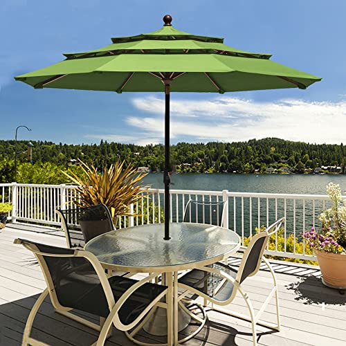 EliteShade USA 10-Year-Non-Fading 9ft 3-Tier Market Patio Umbrella, Commercial Grade Outdoor Table Umbrella with Crank Open, Windproof & UPF 50+ UV Protection, Heavy Duty Ventilation for Garden, Deck, Pool, Backyard, Beach & Bistro, Macaw Green - color: M