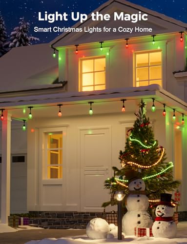 XMCOSY+ Outdoor String Lights Smart, 49Ft RGBCWIC Patio Lights Waterproof, App Control, Compatible with Alexa, Color Changing LED String Light for Outside Yard Garden Porch - size: 49Ft-Classic Bulb