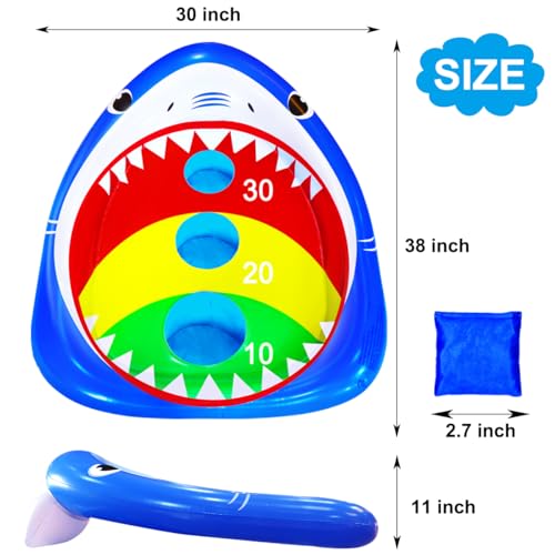 Kids Fun Pool Toys,Inflatable Shark Cornhole Board Floating Water Game Outdoor Swim Play for Adults Family,Cool Summer Party Gift for 6 7 8 9 10 12 Year Old Boy Girl Teen - style: Shark Cornhole Board