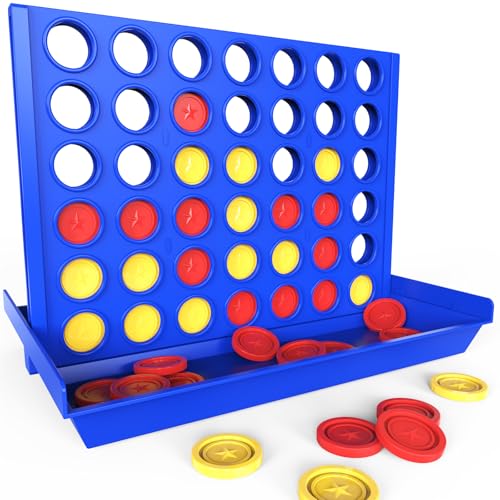 Pup Go Big Size 4 in a Row Game for Kids Ages 3 for Boys Girls Teens, Family Tabletop Games Indoor & Outdoor for Yard, Lawn, Camping, Party, Foldable Design with 6 Spare Discs - color: Big Size