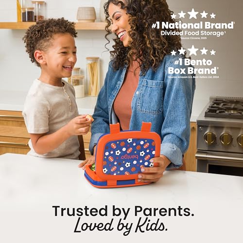 Bentgo Kids Prints Leak-Proof, 5-Compartment Bento-Style Kids Lunch Box - Ideal Portion Sizes for Ages 3-7, Durable, Drop-Proof, Dishwasher Safe, & PFAS & BPA-Free Materials (Sports) - color: Sports