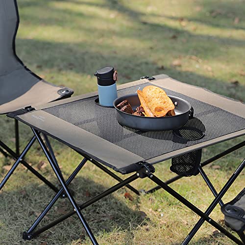 SUNNYFEEL Outdoor Folding Table | Lightweight Mesh Compact Camping Table, Roll Up Top 2 People Portable Camp Tables with Carry Bag for Picnic/Cooking/Beach/Travel/BBQ - color: Mesh-blue-1set