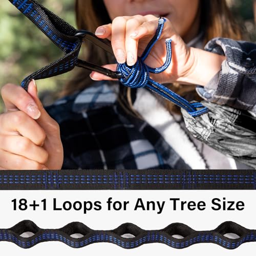 Kootek Camping Hammock, Portable Hammocks with Tree Straps & Attached Carry Bag, Camping Essentials Gear, Perfect for Outside Indoor Hiking Beach Backpack Travel - color: Black & Grey, size: Large (Pack of 2)
