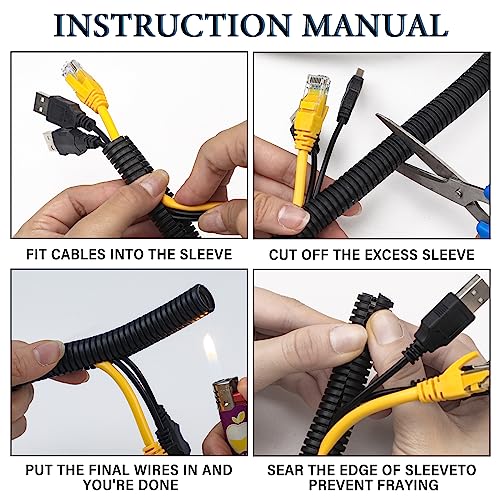 Kanayu Split Wire Loom Tubing Flame Retardant Wire Covering High Temperature Cable Sleeves Split Protector Cable Conduit for Industrial Electrical Automotive Marine(3/4''-10 ft,Black) - color: Black, size: 3/4''-10 Ft