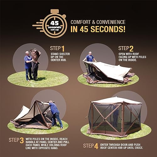 CLAM Quick-Set Pop Up Screen Tent, Traveler, 6 x 6 ft, Instant Setup Green Portable Outdoor Shelter, Compact Bug-Free Canopy Tent for Camping, Fishing, Backyard - Green - color: Green/Black