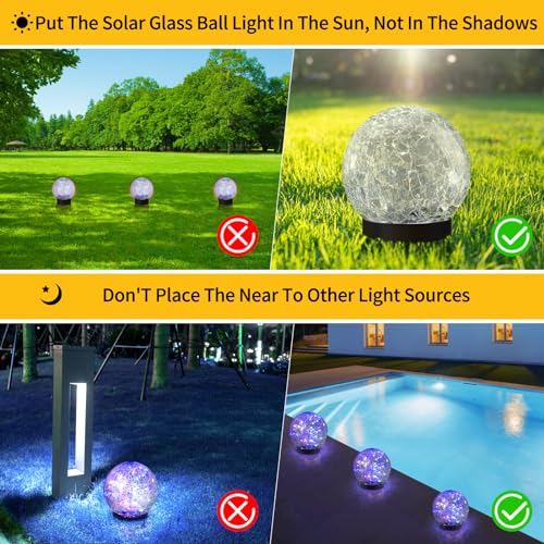 JKIMK Solar Globe Lights Outdoor Waterproof-Solar Balls Garden-Cracked Glass Ball Solar Lights Outdoor-Solar Orbs Outside-Outdoor Decorations Patio & Yard Lawn Backyard Decor - color: Multicolor, size: 6 Globes