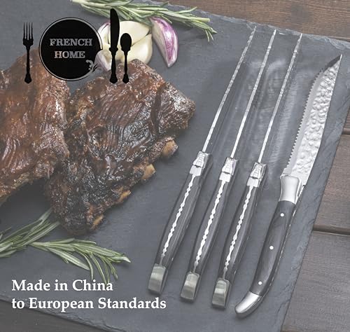 French Home Bistro 16-Piece Stainless Steel Flatware Set — Dinner Cutlery Set — Silverware Set Dishwasher Safe — Spoon & Fork And Knife Set — Modern Silverware Set For 4 (Light Gray & White) - color: Light Gray and white