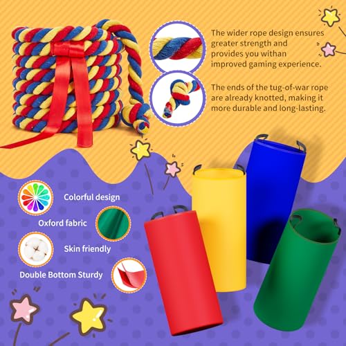 Redllo 87 Pcs Carnival Outdoor Games Potato Sack Race Bags for Kids Adults Bean Bags Ring Toss 3 Legged Relay Race Tug of War Rope Backyard for Birthday Party Field Day Family Christian Church Games
