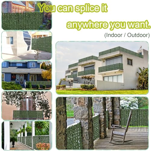 Artificial Ivy Privacy Fence Screen, 128 "x 48" (43 Sqft) Anti-Ultraviolet Artificial Hedge Grass Wall, Used for Indoor and Outdoor Green Background, Garden Greening Decoration - color: Ivy vines, size: 48"x128"