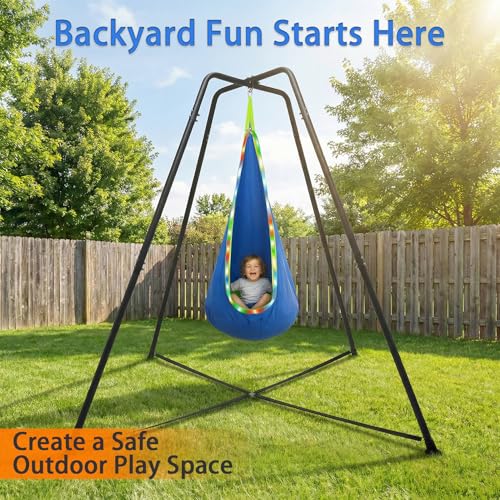 Heavy Duty Swing Frame, 350LBS Metal Swing Stand for Kids & Adults, A-Frame Indoor Outdoor Swing Stand with Dual-Bolt Locking System, Double-Layer Anti-Slip Feet, Fits for Most Swings