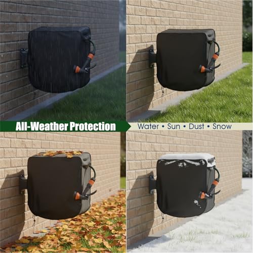 Garden Hose Reel Cover, Heavy Duty 420D Waterproof UV-Resistant Oxford Outdoor Protector for Wall-Mounted Hose Reels, Weatherproof Dustproof Snowproof, Secure Drawstring Closure (Square) - style: Square