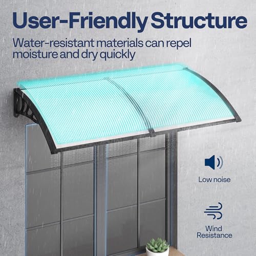 VIVOHOME Polycarbonate Window Door Awning Canopy Transparent with Black Bracket 40 Inch x 160 Inch - color: Transparent, size: 40 Inch X 160 Inch