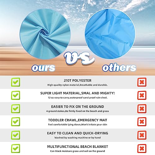BYDOLL Beach Blanket Waterproof Sandproof 10'×9' 1-8 Adults Oversized Lightweight Large Picnic Mat Waterproof Sandproof Blanket for Beach Camping Hiking Travel