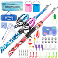 WIDDEN Kids Fishing Pole, Portable Telescopic Kids Fishing Poles for Boys and Girls, Fishing Rod and Reel Combo Kit with Tackle Box, and Fishing Net, Best Fishing Pole for Toddler Youth - color: Blue+Pink
