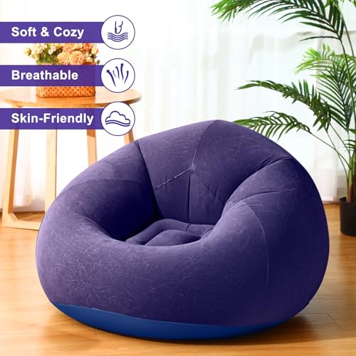 Realspring 6 9 12 Pcs Inflatable Bean Bag Chairs for Adults with Electric Air Pump, Blow up Couch Folding Portable Inflatable Couch Lazy Sofa for Outdoor Movie Night Camping(Blue,Red,Coffee,12 Pcs) - color: Blue,red,coffee