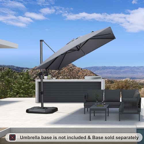 PURPLE LEAF 8.8' X 8.8' Left-right Tilt Patio Umbrella Outdoor Cantilever Swivel Square Umbrella with Tilt Aluminum Offset Umbrella with 360-degree Rotation for Garden Deck Pool Patio Light Grey - color: Light Grey, size: 9' X 9', style: Left-right Tilt