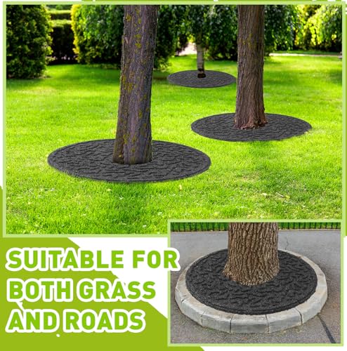Peryiter 6 Pcs Rubber Mulch Tree Ring, Heavy Duty Rubber Mulch Mat, Tree Protector Weed Barrier Mats, Round Root Barrier for Root Protection Weed Grass Control (24 Inches) - style: 24 Inches