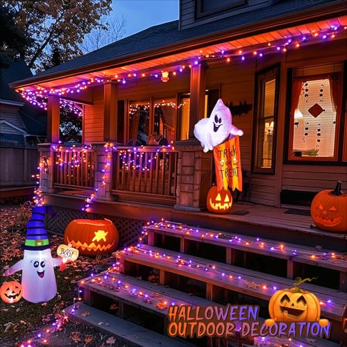 JMEXSUSS 600 LED Halloween String Lights Outdoor, Orange and Purple Halloween Lights Clear Wire, Twinkle String Lights Plug in for Tree Christmas Decorations - color: Orange and Purple, size: 600 LED