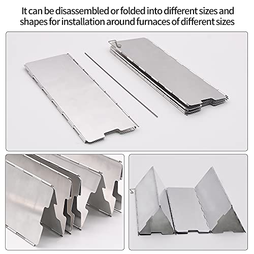 10 Plates Stove Windscreen, Aluminum Stove Windshield with Drawstring Bag, for Camping, Butane Stoves - size: 10 Plates