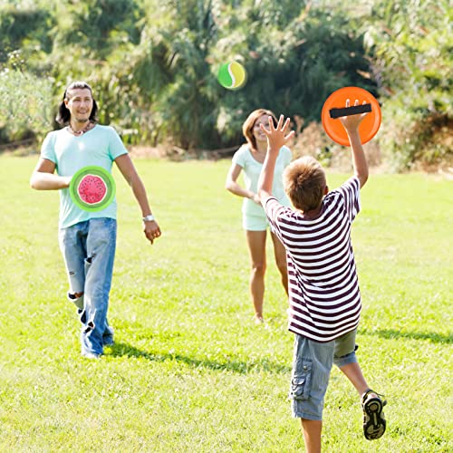 Toss and Catch Ball Game Set - Fruit Design Catch Game for Kids Adults Beach Yard Lawn Outdoor Indoor 6 Sticky Paddles 3 Balls and 1 Storage Bag - color: Multicolored