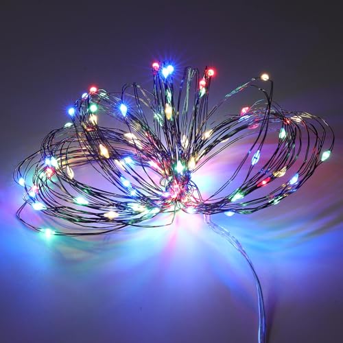 Remagr Fairy String Lights Battery Operated Green Wire LED Waterproof String Lights with Remote 8 Modes for Winter Tree Patio Garden Backyard Home Indoor Outdoor(33ft,Colorful,4 Pack) - color: Colorful, size: 33ft