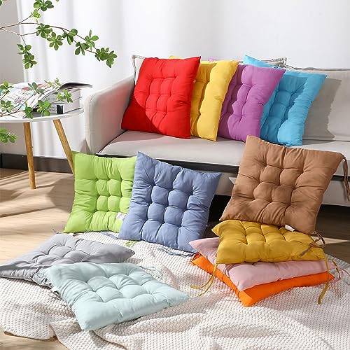 Geetery 12 Pcs Floor Pillows Bulk Seating Cushions for Floor Chair 15.7'' Large Meditation Cushion for Yoga Living Room Tatami Bedroom Balcony Office (Bright Color,Square) - color: Bright Color, size: Square