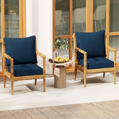 Giantex Patio Cushion Set, Outdoor Chair Seat Pads w/Non-Slip Rope Belts, Detachable Patio Furniture Cushions, Thick Seat Cushion & Back Cushion for Living Room Floor Sofa Patio Garden Chair (Navy) - color: Navy