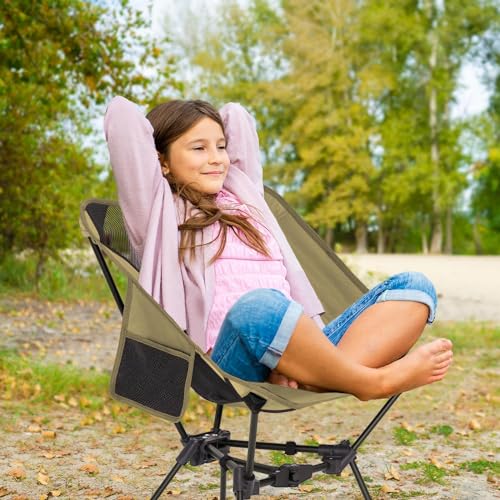 MOON LENCE 2 Pack Portable Camping Chairs Backpacking Chair - The 4th Generation Ultralight Folding Chair - Compact, Lightweight Foldable Chairs for Hiking Mountaineering, Beach - color: Khaki-2pack