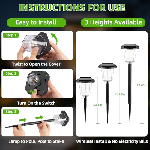 16Pack Solar Pathway Lights Outdoor, LED Solar Lights Outdoor Waterproof, Garden Light Solar Powered, Stake Landscape Lighting for Outside Yard Driveway Walkway Sidewalk Path Lawn Patio Garden Decor
