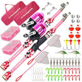 DaddyGoFish Kids Fishing Pole - Rod Reel Combo Tackle Box Starter Set - First Year Small Gear Kit for Boys Girls Toddler Youth Age Beginner Little Children - color: 2 Pack- Pink + Pink (Essential Set), size: 4ft