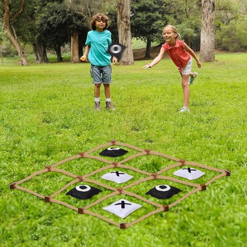 Giant Tic Tac Toe Outdoor Games, 4ft x 4ft Bean Bag Toss Outdoor for Kids, Giant Yard for Adults, Jumbo Large Wooden Tic Tac Toss, Backyard Lawn Camping Game