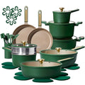 CAROTE Pots and Pans Set Non stick, Cookware Set, 31pcs NonStick Kitchen Set Induction Cookware Non-toxic Cooking Set, Green